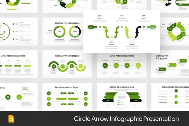 圆圈箭头信息图形PPT模板 - 顶尖PPT