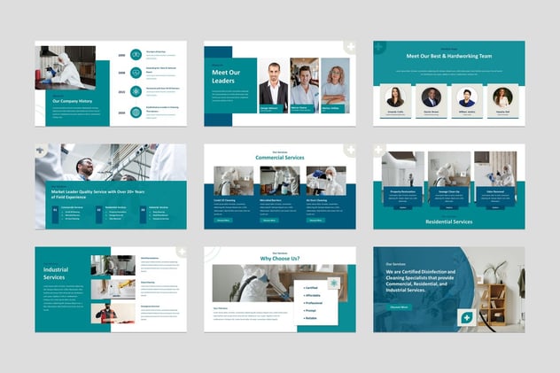 医疗消毒服务预防病毒PPT模板 - 顶尖PPT