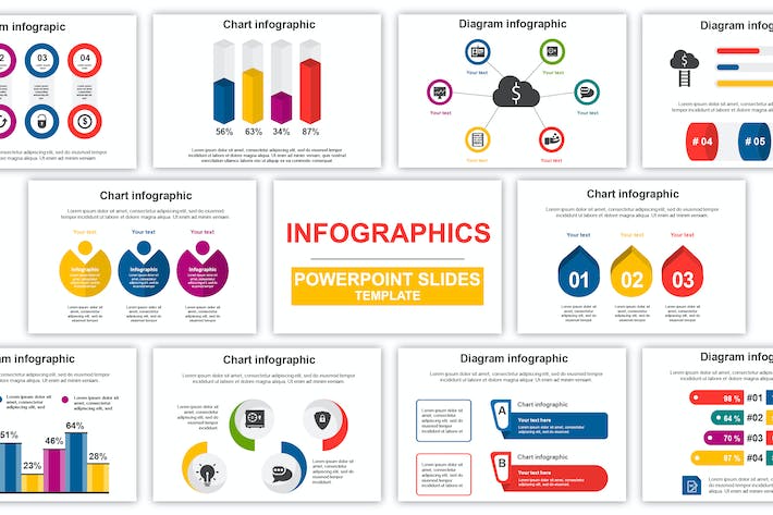 彩色数据信息图表多用途PPT模板 - 顶尖PPT