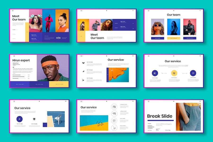 蓝色立体图片展示商务Keynote模板 - 顶尖PPT