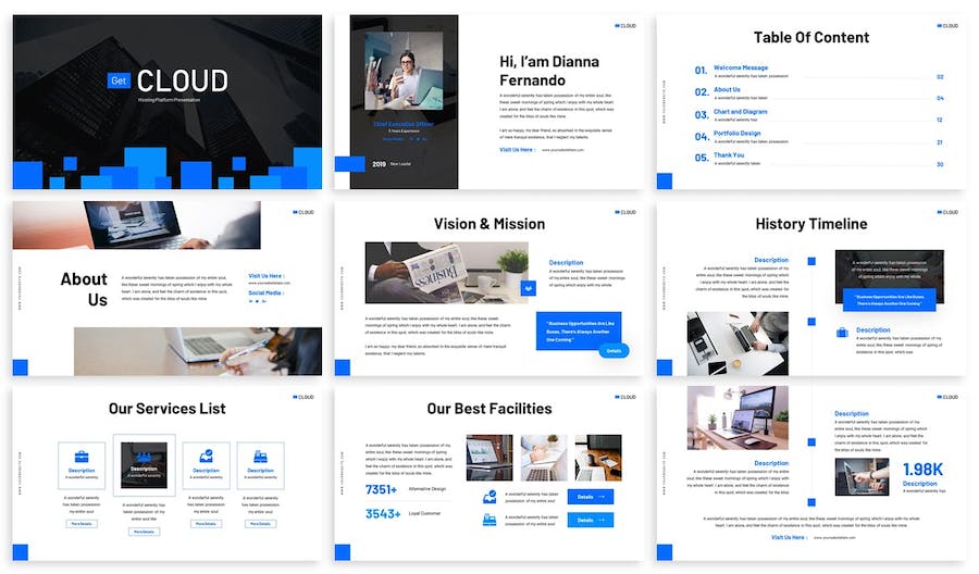 科技网络讲述展示技术应用发展方案PPT模板 - 顶尖PPT