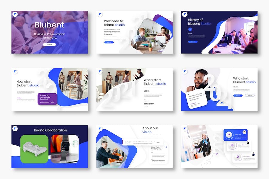 蓝紫色商业计划产品展示企业合作团队介绍多用途商务keynote模板 - 顶尖PPT