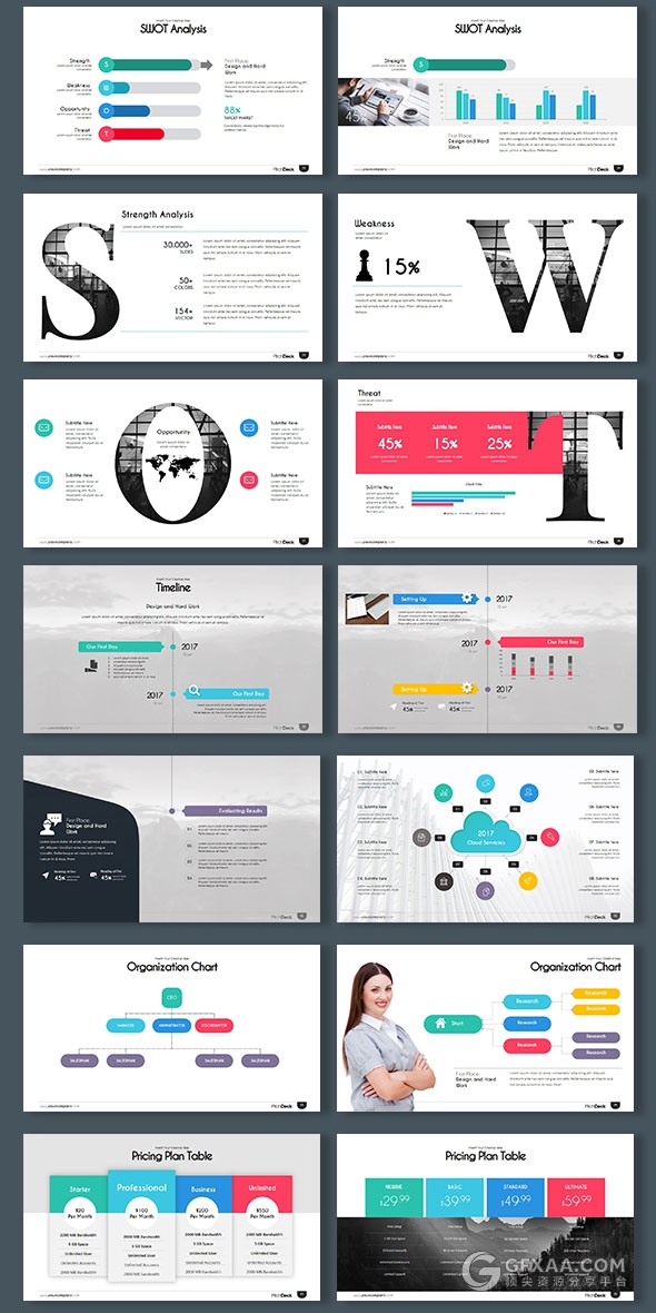 150页炫彩图形图标20种配色主题keynote模板 - 顶尖PPT
