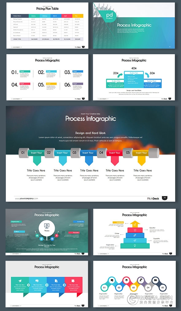 150页炫彩图形图标20种配色主题keynote模板 - 顶尖PPT