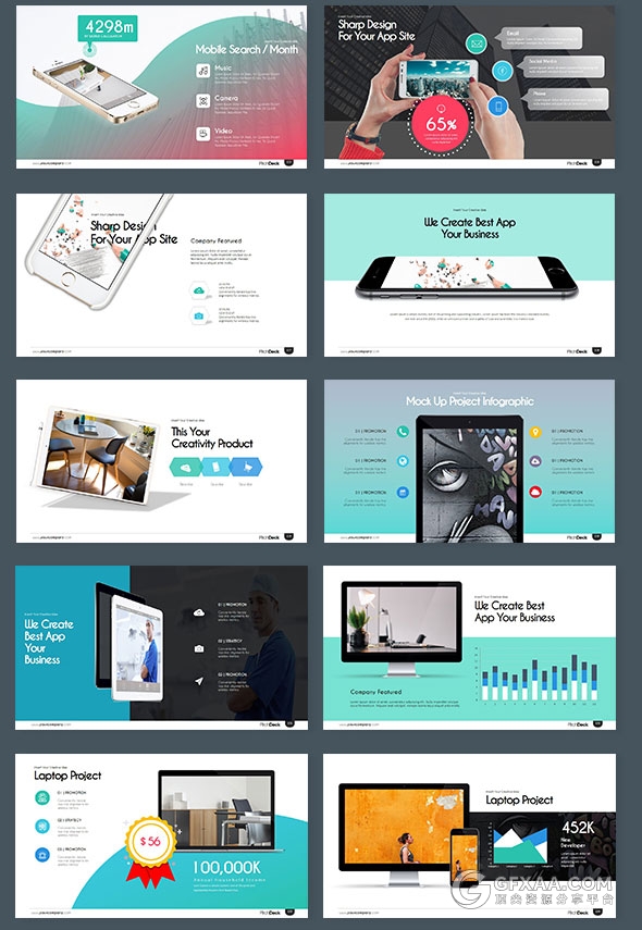 150页炫彩图形图标20种配色主题keynote模板 - 顶尖PPT