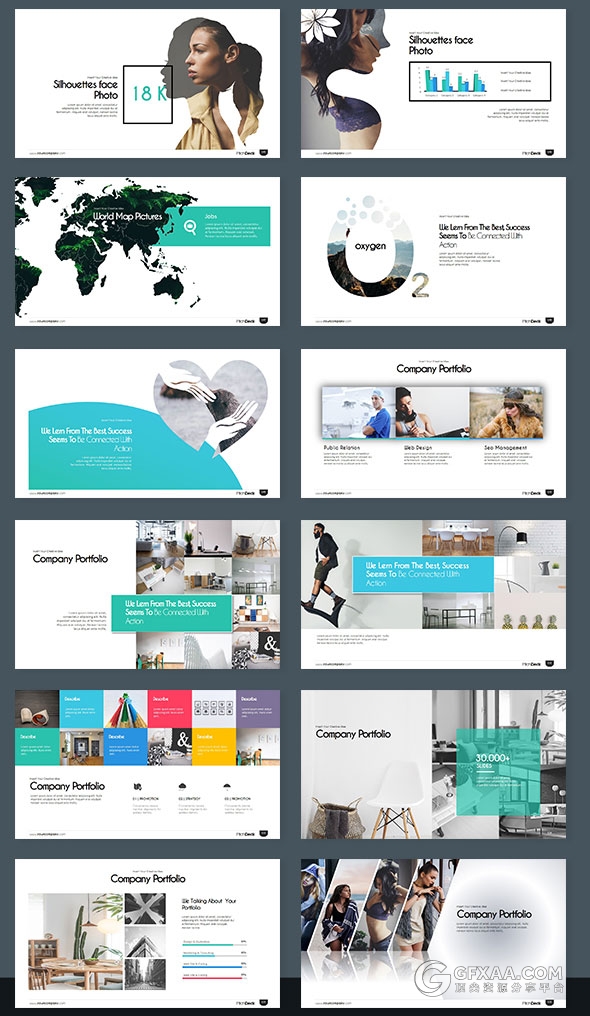 150页炫彩图形图标20种配色主题keynote模板 - 顶尖PPT