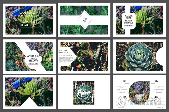 103页极简风格文艺摄影图片展示PPT模板 - 顶尖PPT