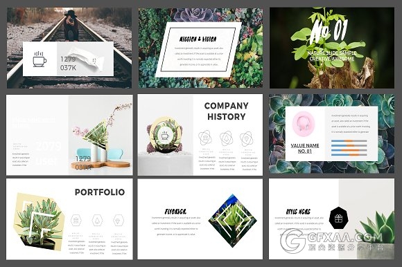 103页极简风格文艺摄影图片展示PPT模板 - 顶尖PPT