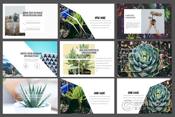 103页极简风格文艺摄影图片展示PPT模板 - 顶尖PPT