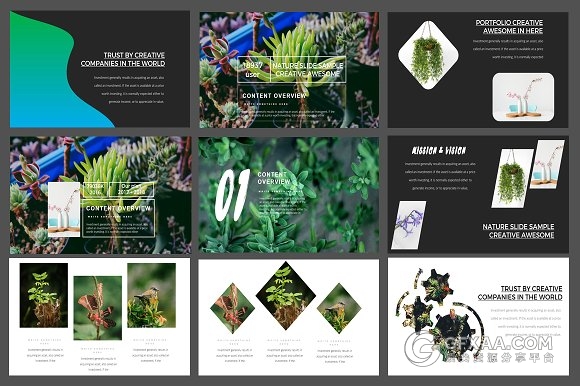 103页极简风格文艺摄影图片展示PPT模板 - 顶尖PPT