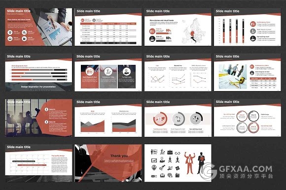 红色欧美商务系列PPT模板 - 顶尖PPT