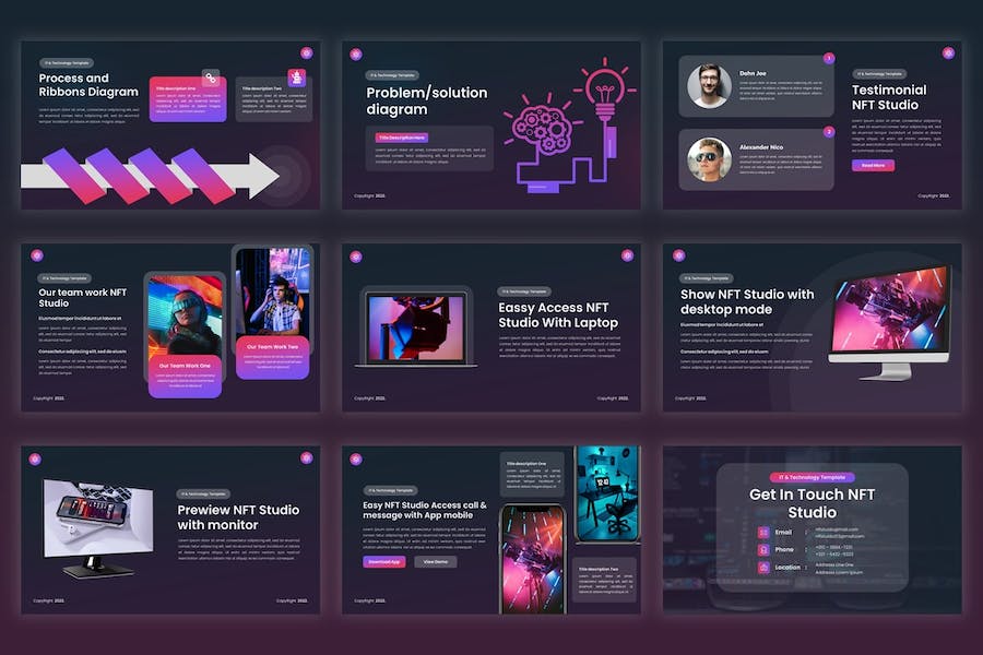 NFT技术数字艺术展示应用PPT模板 - 顶尖PPT