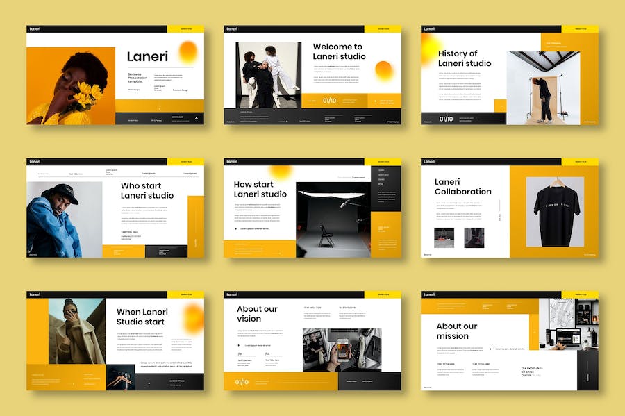 黄色主题商务企业产品服务展示PPT模板 - 顶尖PPT