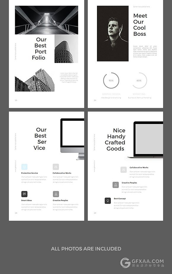 30多页A4规格简约白底风格PPT模板 - 顶尖PPT