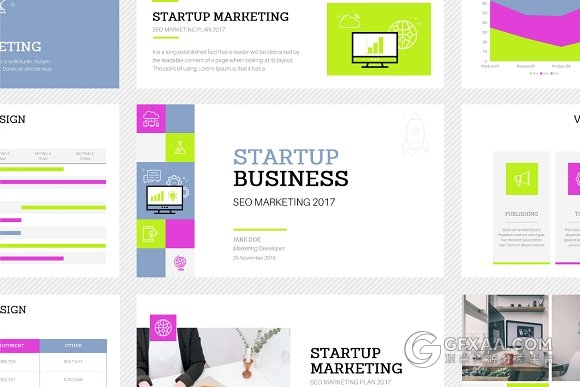 46页靓丽色彩欧美商务多用途PPT模板 - 顶尖PPT