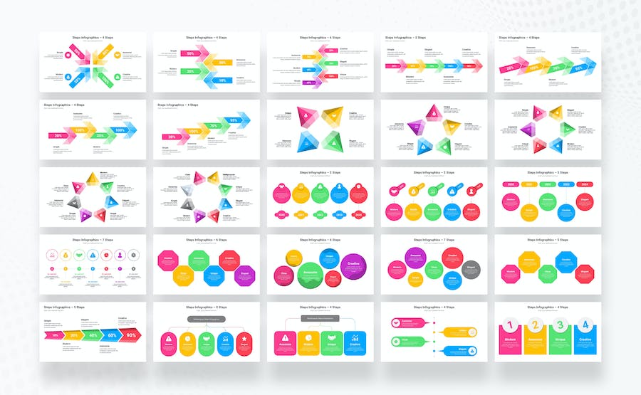 彩色步骤流程信息图形PPT模板 - 顶尖PPT