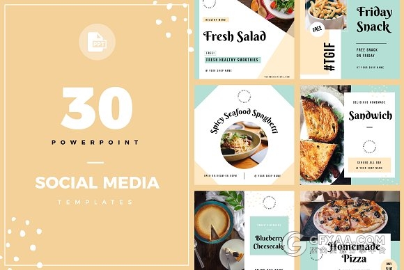 30页手机端美食餐饮多用途PPT模板 - 顶尖PPT