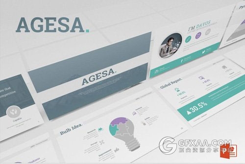 欧美扁平化商务风格PPT模板 - 顶尖PPT