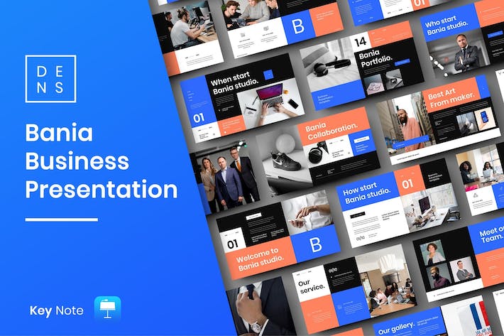 蓝色图片网格商务宣传Keynote模板 - 顶尖PPT
