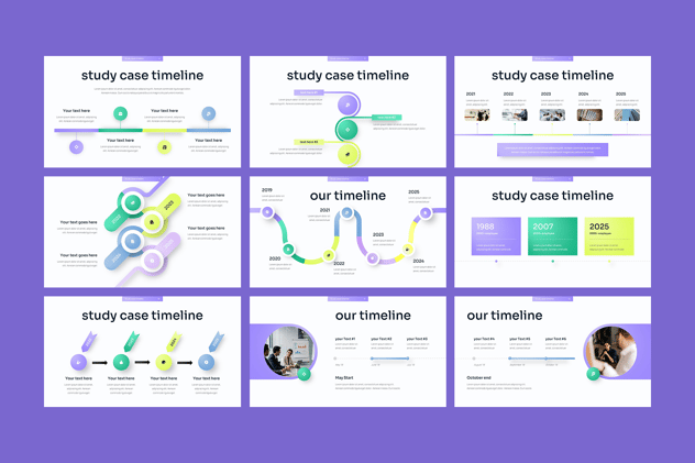 科研项目研究案例全阶段时间线图形PPT模板 - 顶尖PPT
