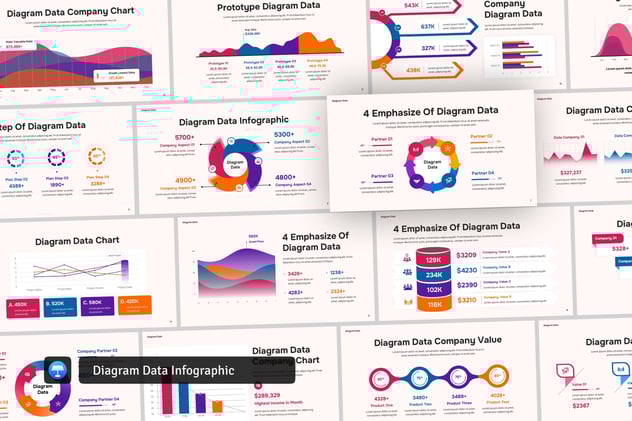 彩色图表数据报告keynote模板 - 顶尖PPT