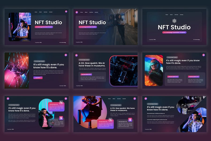 NFT技术数字艺术展示应用PPT模板 - 顶尖PPT