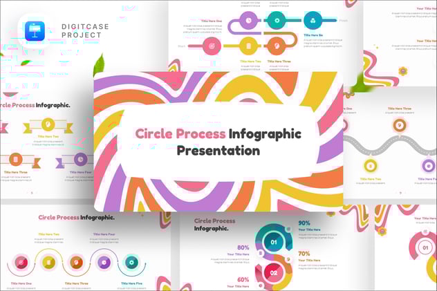 彩色步骤流程图形keynote模板 - 顶尖PPT