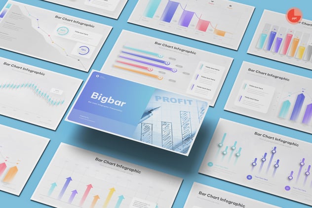 条形图数据统计信息图形PPT模板 - 顶尖PPT