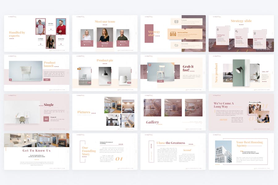 简约大气室内设计产品展示产品团队介绍通用PPT模板 - 顶尖PPT