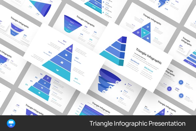渐变色三角形金字塔信息图形keynote模板 - 顶尖PPT