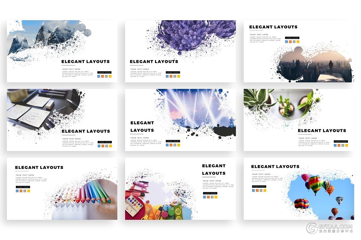 280多页泼墨剪影图片创意商务keynote模板 - 顶尖PPT