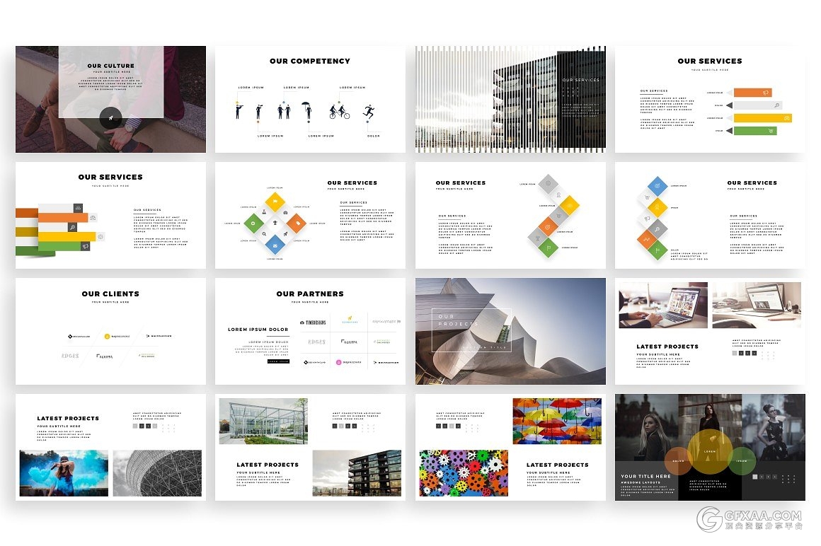 280多页泼墨剪影图片创意商务keynote模板 - 顶尖PPT