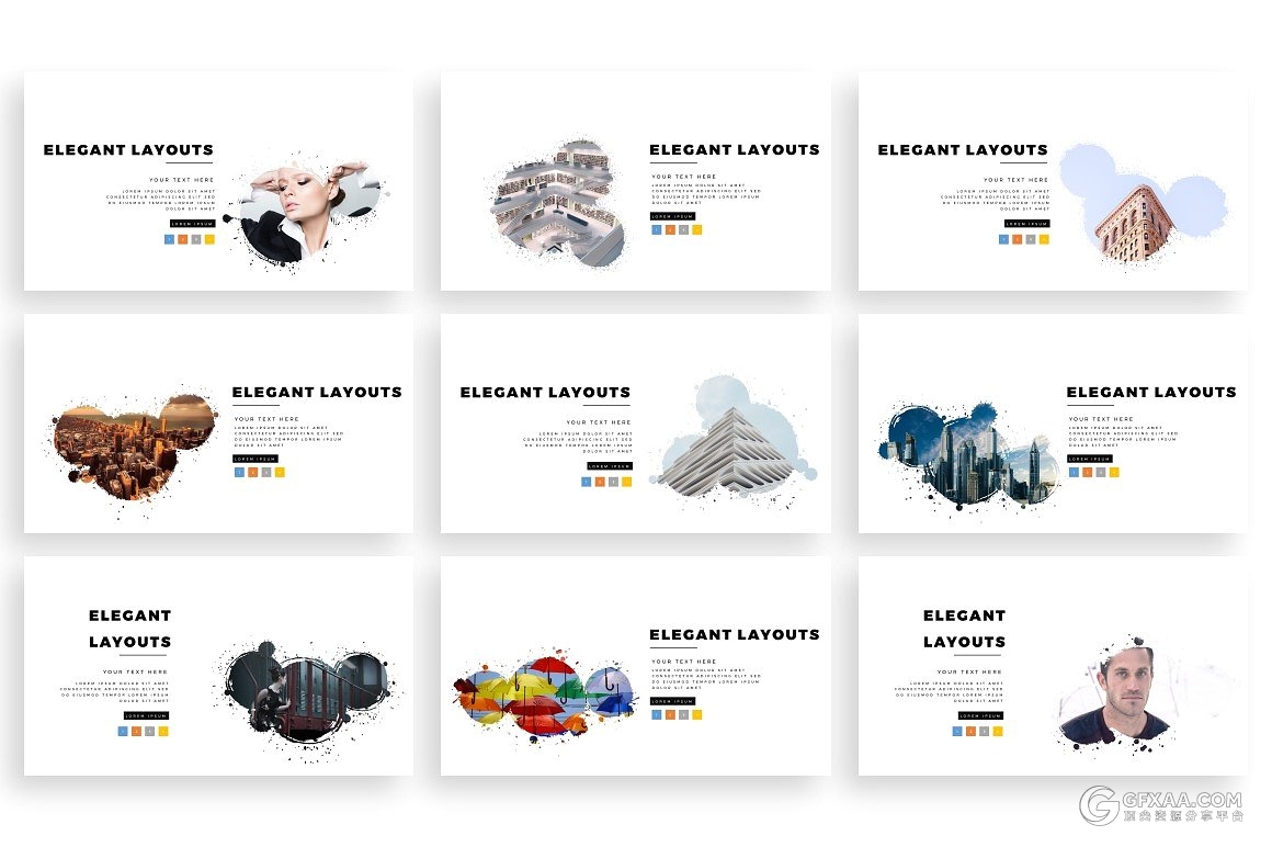 280多页泼墨剪影图片创意商务keynote模板 - 顶尖PPT