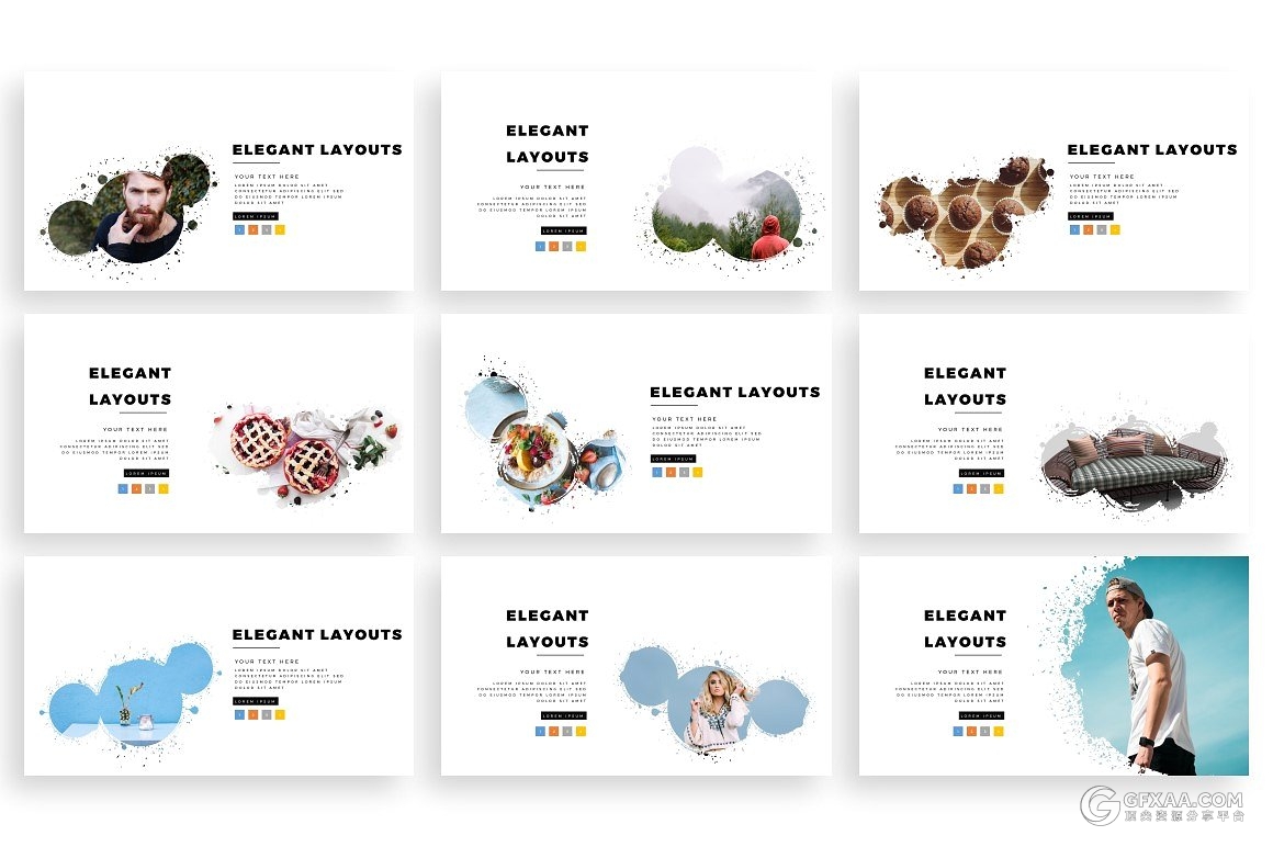 280多页泼墨剪影图片创意商务keynote模板 - 顶尖PPT