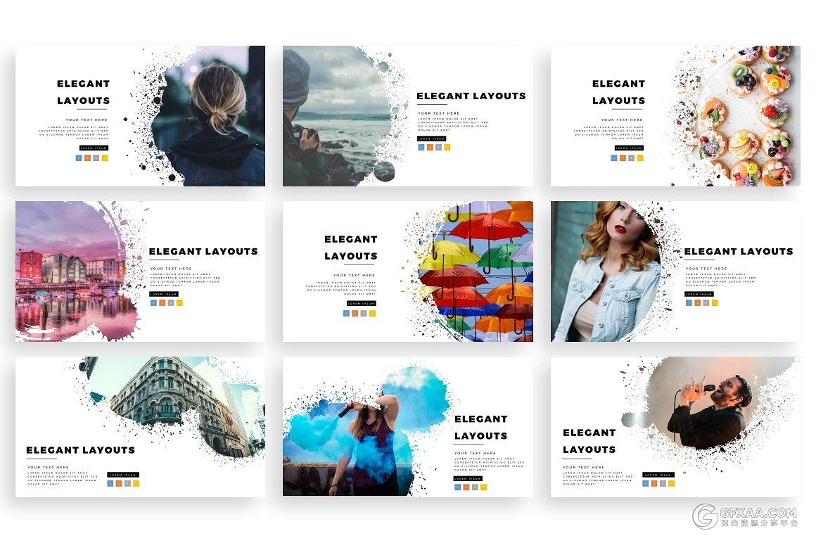 280多页泼墨剪影图片创意商务keynote模板 - 顶尖PPT