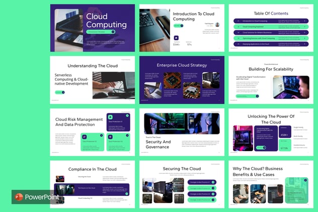 云计算科技创新方案展示PPT模板 - 顶尖PPT