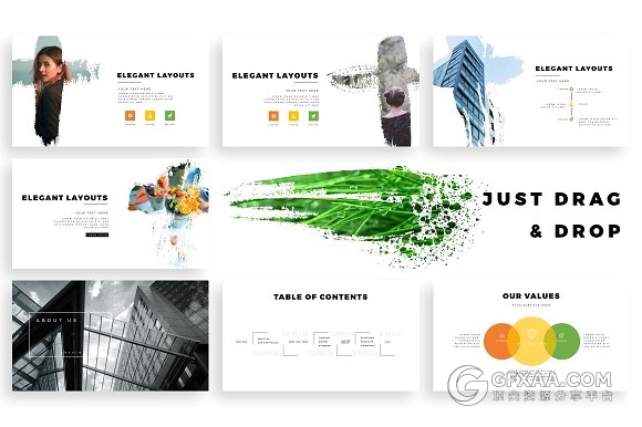 280多页创意泼墨剪影风格商务PPT模板 - 顶尖PPT