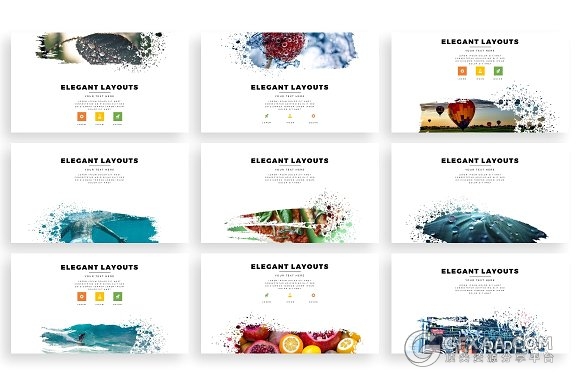 280多页创意泼墨剪影风格商务PPT模板 - 顶尖PPT