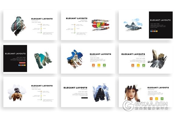 280多页创意泼墨剪影风格商务PPT模板 - 顶尖PPT