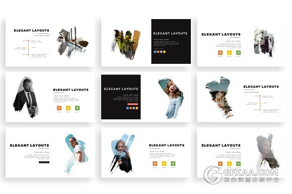 280多页创意泼墨剪影风格商务PPT模板 - 顶尖PPT