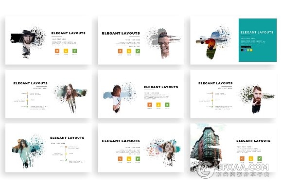 280多页创意泼墨剪影风格商务PPT模板 - 顶尖PPT