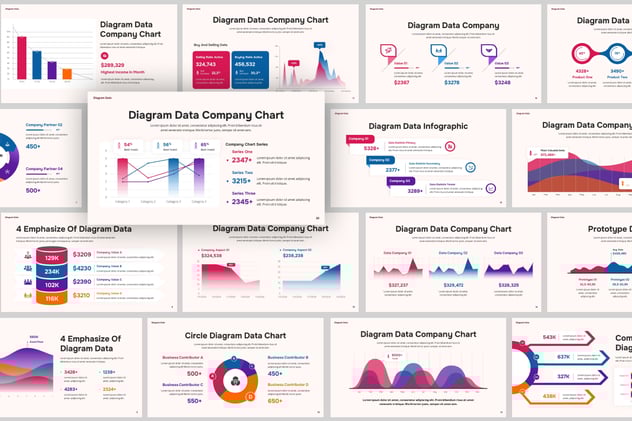 彩色图表数据报告keynote模板 - 顶尖PPT