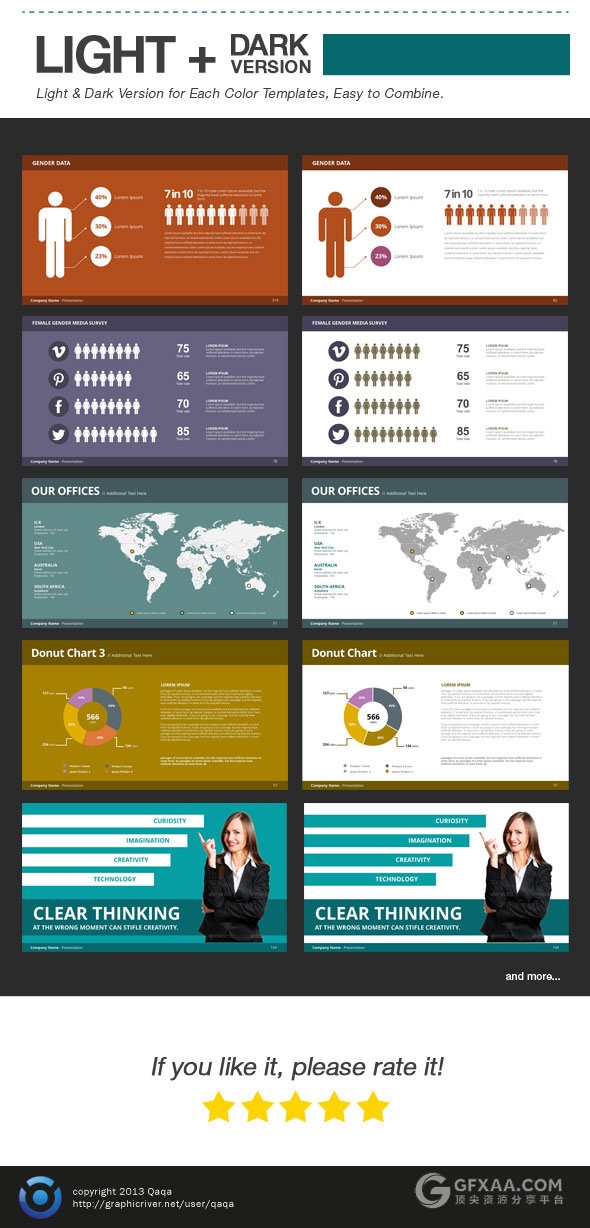 274页扁平化商务PPT20种配色主题 - 顶尖PPT