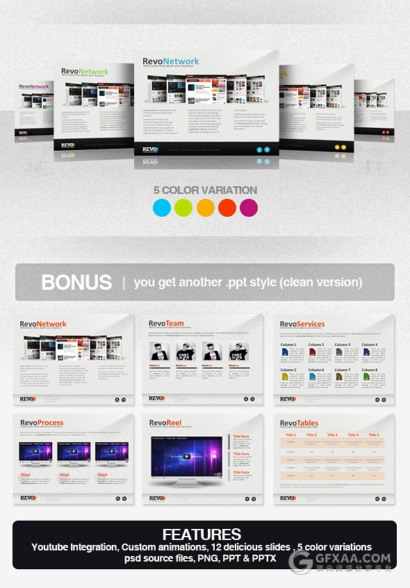 5种配色欧美风格4:3商务风格PPT模板 - 顶尖PPT