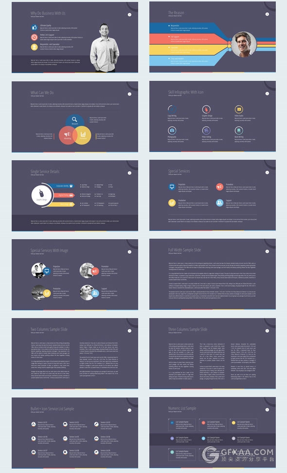 90多页商务多用途PPT模板20种配色主题 - 顶尖PPT