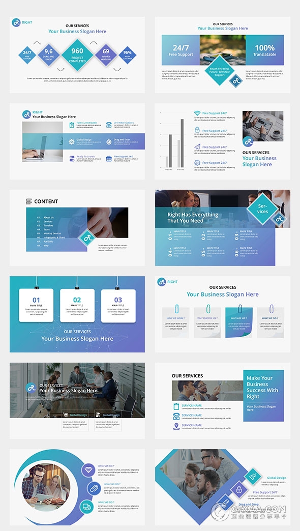 215页精美设计效果卡通人物图形PPT模板 - 顶尖PPT