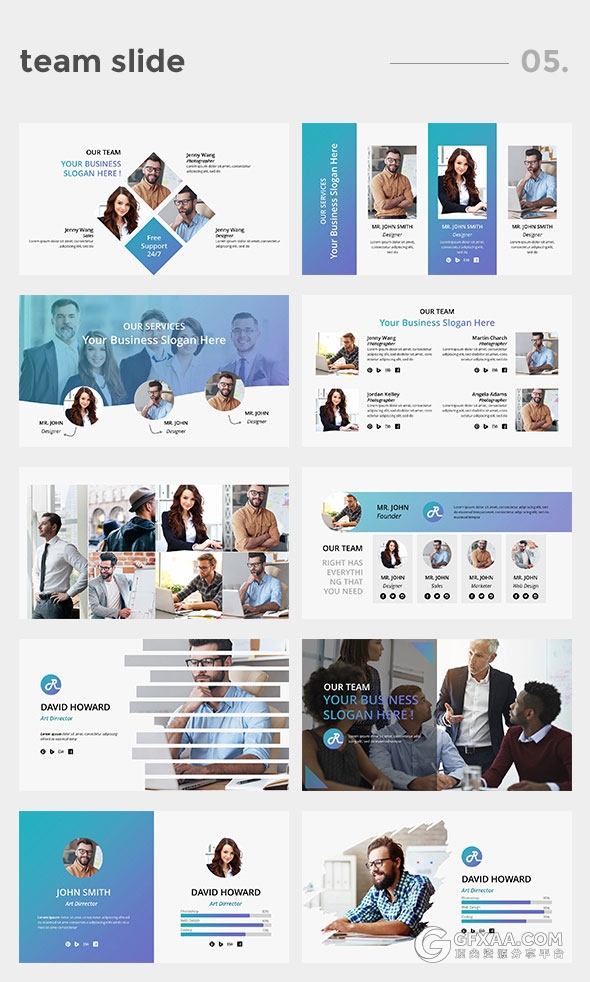 215页精美设计效果卡通人物图形PPT模板 - 顶尖PPT