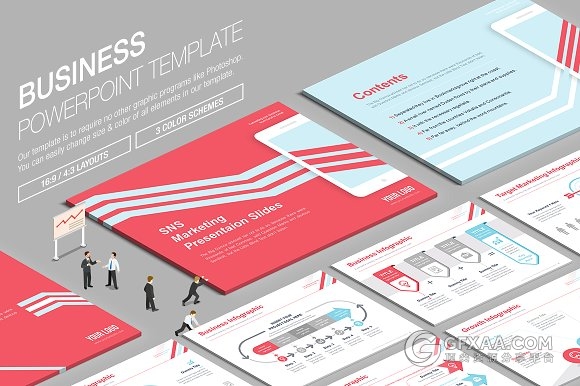 3种配色600页卡通商务风格PPT模板 - 顶尖PPT