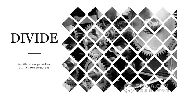 创意四边形组合商务PPT模板 - 顶尖PPT