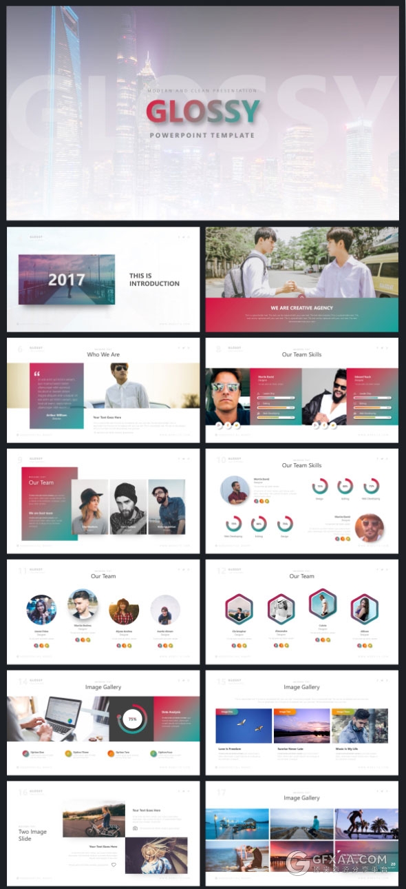 酷炫多色70多页高端欧美PPT模板20种预制配色 - 顶尖PPT